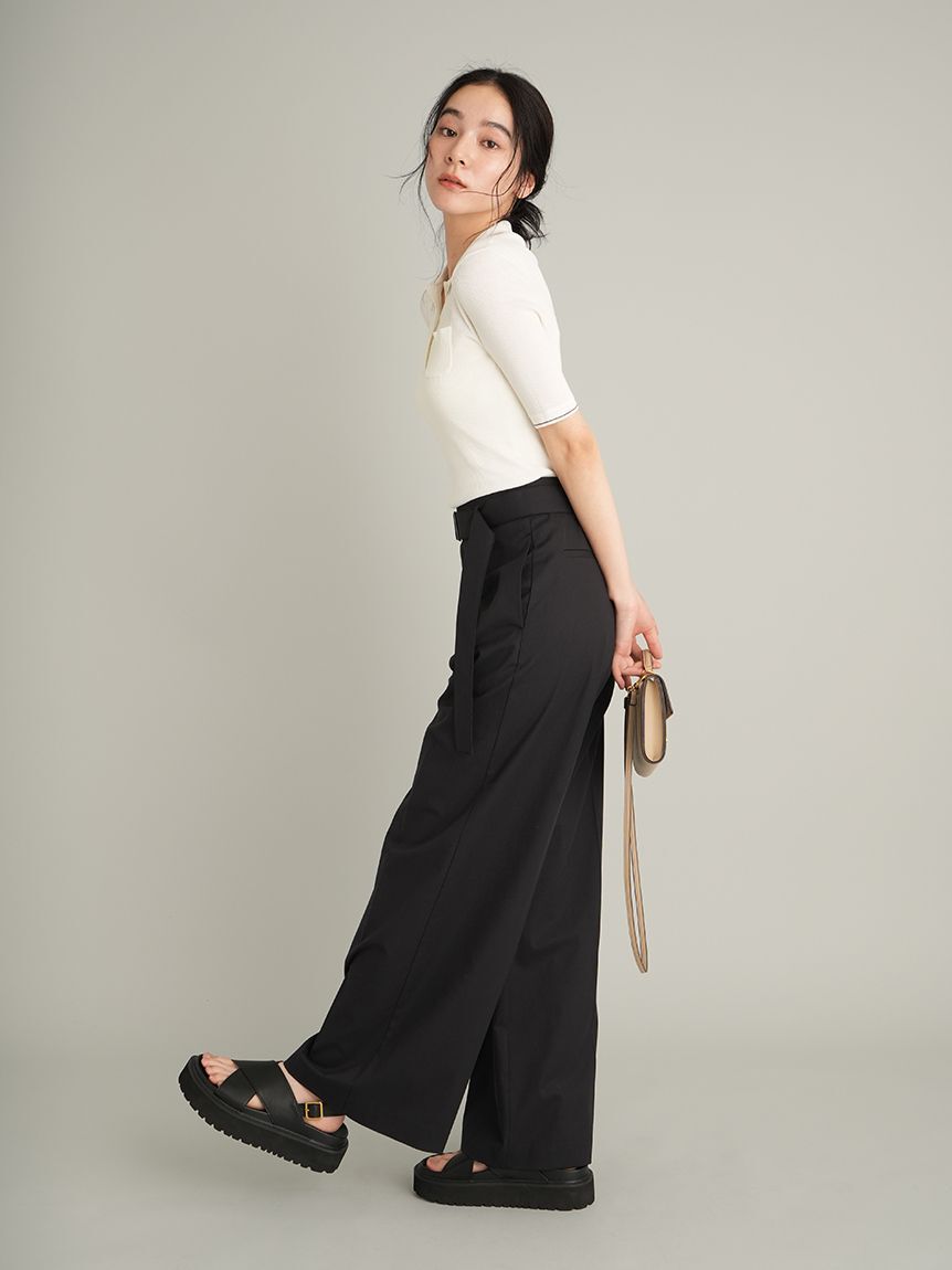 Mila Owen「【MILA PANTS】【UVカット】マルチファンクションセミワイドタックパンツ」|チノ|