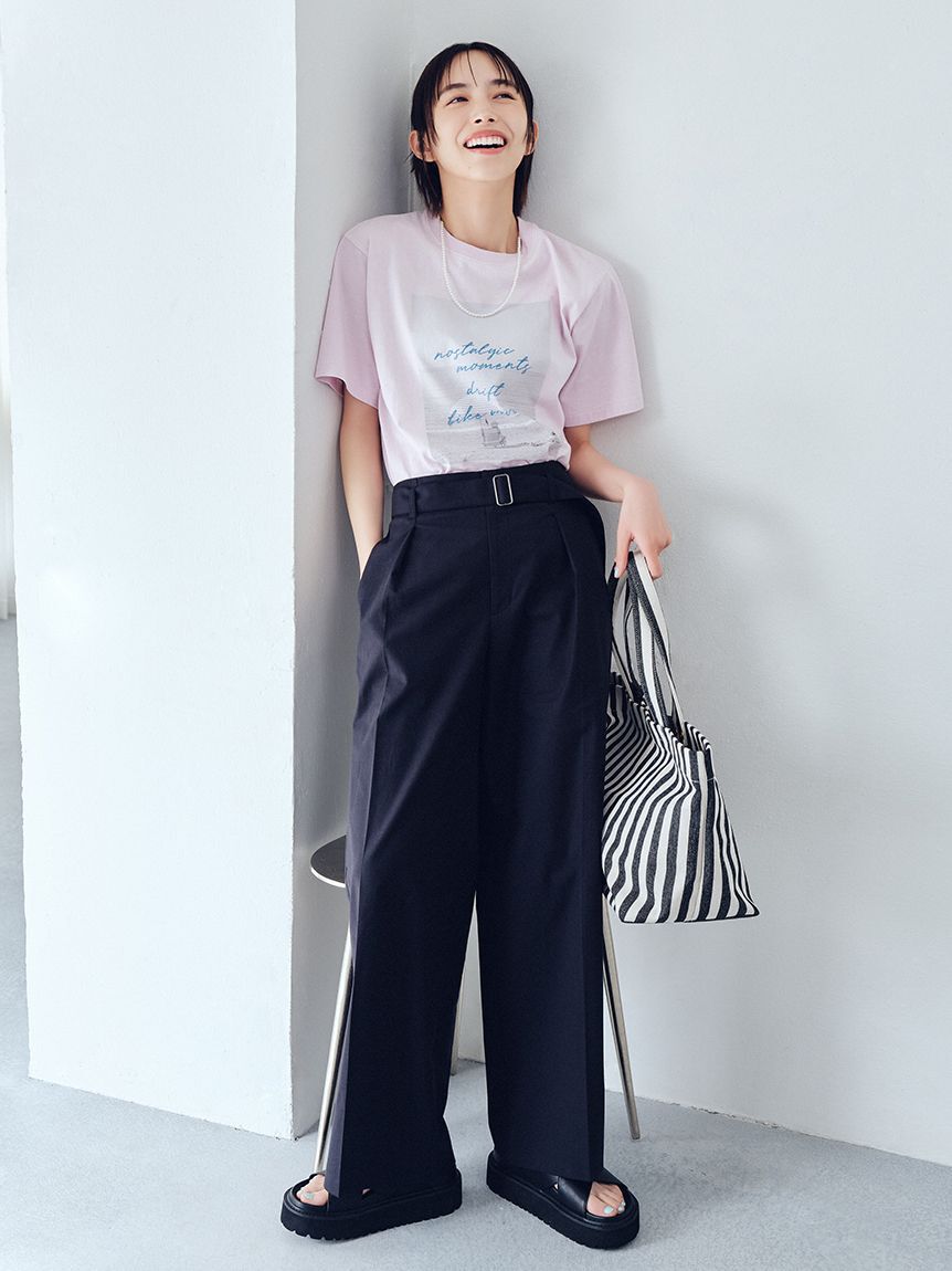 Mila Owen「【MILA PANTS】【UVカット】マルチファンクションセミワイドタックパンツ」|チノ|