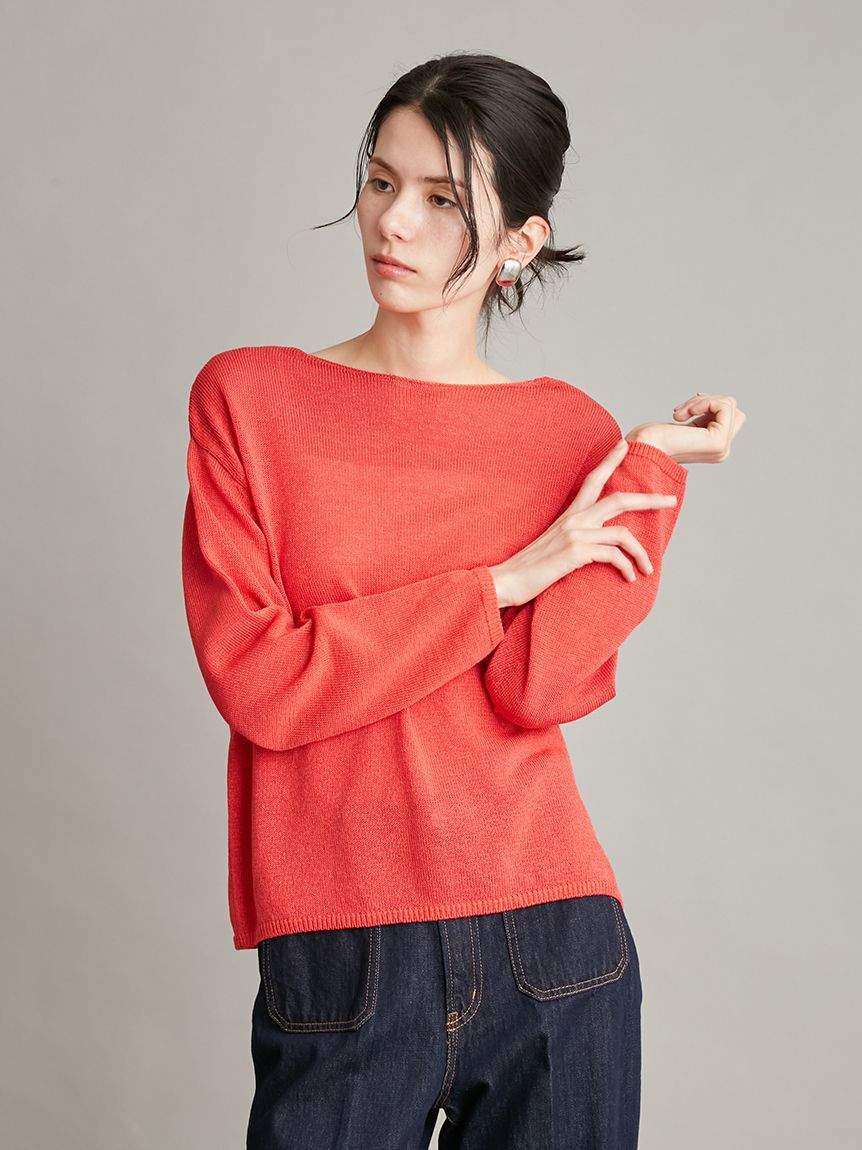 Mila Owen「【WEB限定カラー】【ウォッシャブル】前後2wayリネン混メッシュニット」|ニット・セーター|RED