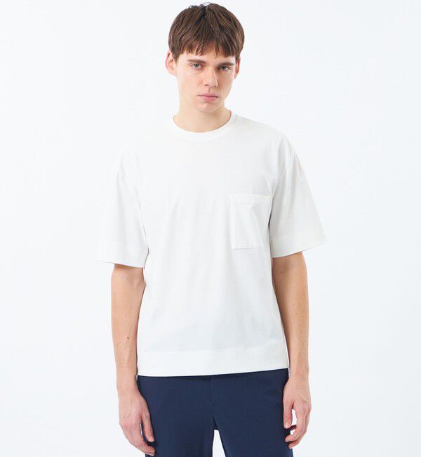 MACKINTOSH PHILOSOPHY「ブリテック 五分袖ポケT ドライフラットストレッチクロス」|Tシャツ・カットソー|ホワイト