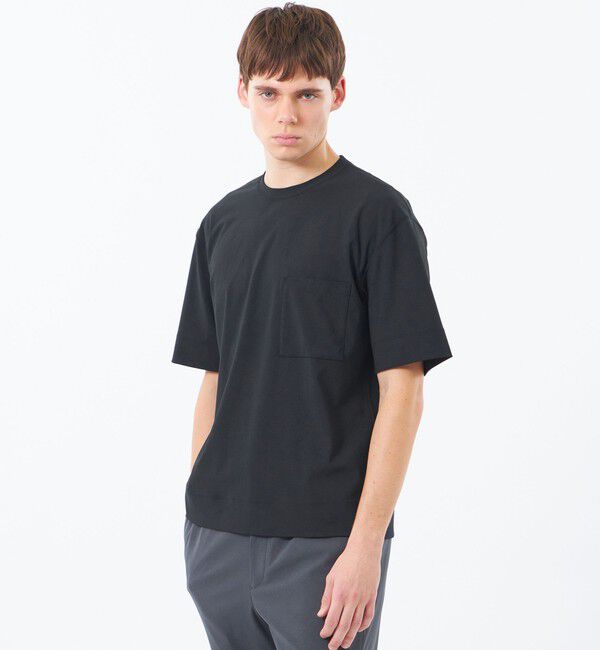 MACKINTOSH PHILOSOPHY「ブリテック 五分袖ポケT ドライフラットストレッチクロス」|Tシャツ・カットソー|ブラック