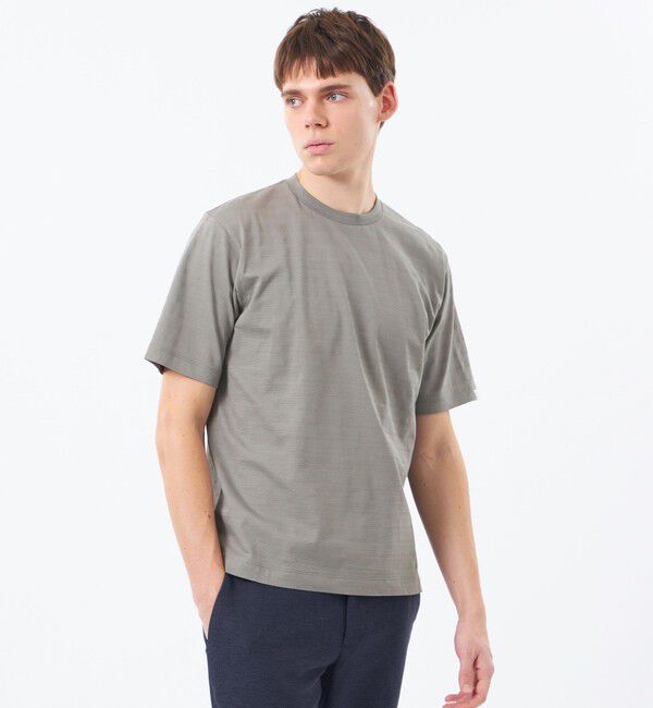 MACKINTOSH PHILOSOPHY「半袖クルーネックTシャツ リンクスシャドーボーダー」|Tシャツ・カットソー|ライトグレー