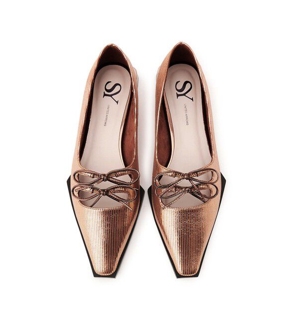 SY UNITED ARROWS「＜SY＞ダブルリボンピース フラット15●&uarr;」|パンプス|GOLD