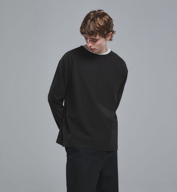 UNITED ARROWS green label relaxing「KIVANC ノーカラー 長袖 Tシャツ」|Tシャツ・カットソー|BLACK