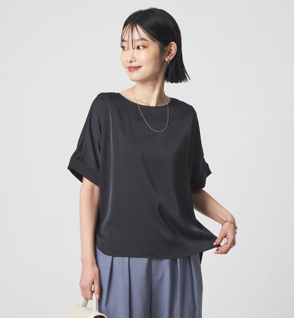 UNITED ARROWS green label relaxing「サテン TEE ブラウス」|シャツ・ブラウス|NAVY