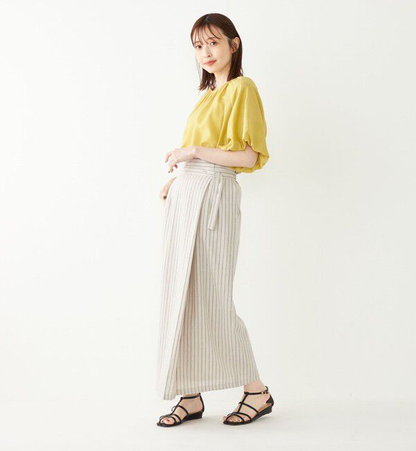 SHIPS Colors 「SHIPS Colors:〈手洗い可能〉レーヨンリネン ラップ スカート」|タイト|