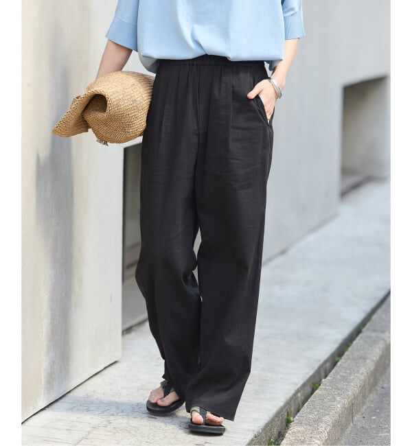 JOURNAL STANDARD「《追加》ウォッシャブルコットンリネンVISストレートパンツ」|その他|ブラック