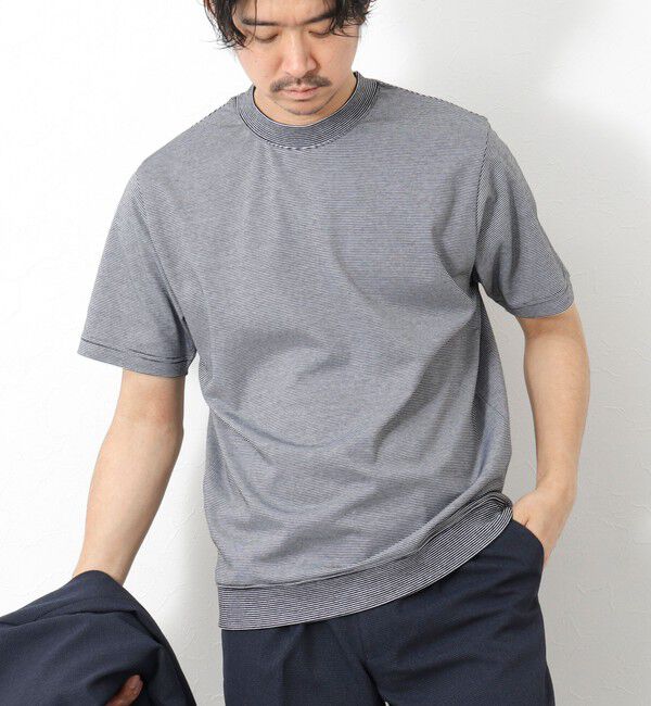 NOLLEY'S goodman「《ビジカジ対応》セミシルケットスムース ボーダードレスTシャツ 25SS」|Tシャツ・カットソー|ブラック系その他
