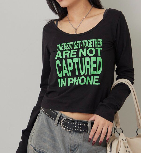  「メッセージトップス」|Tシャツ・カットソー|ブラックその他1