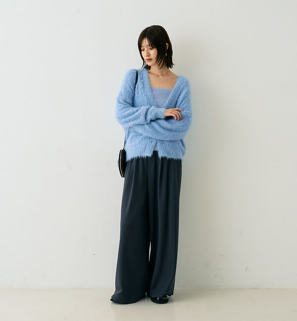 Rouge vif「【2点セット】ファーニットカーデ&times;リブニットキャミ アンサンブル」|カーディガン|