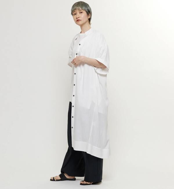 Soffitto「【nota della mano sinistra（ノータ デラ マノ シニストラ）】5分袖前開きシャツワンピ－ス」|ワンピース|