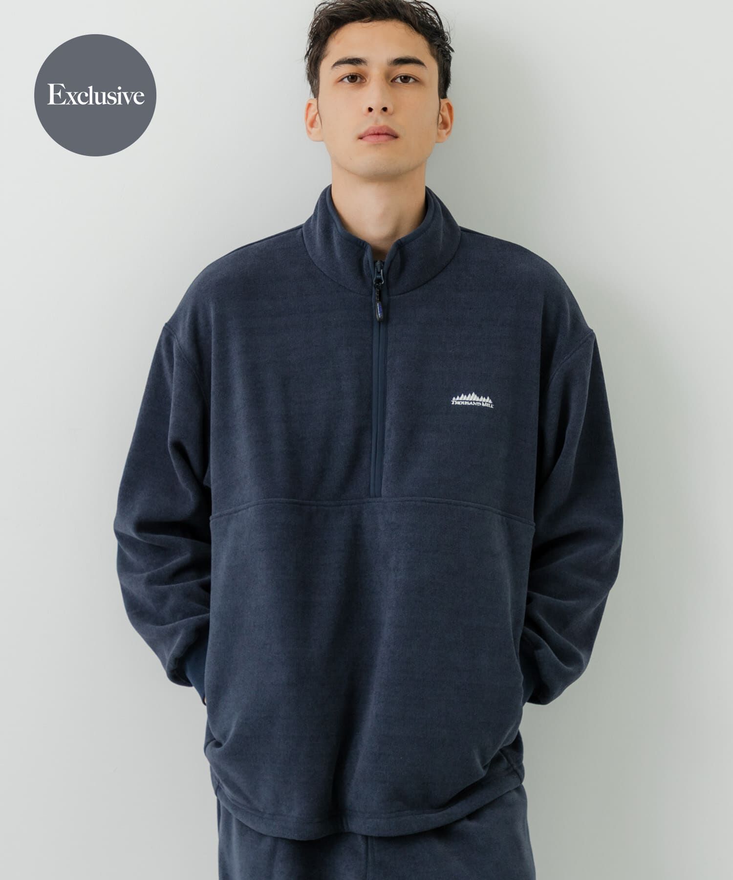 URBAN RESEARCH「『別注』THOUSAND MILE&times;URBAN RESEARCH ﾆｯﾄﾌﾘｰｽﾊｰﾌｼﾞｯﾌﾟﾌﾟﾙｵ 」|その他|ネイビー