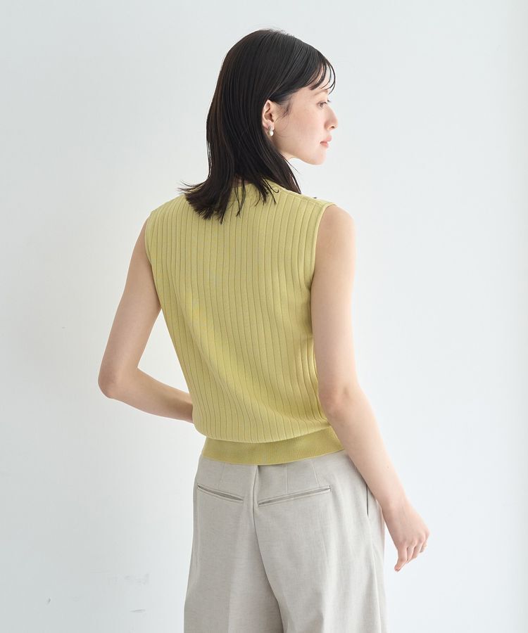 YECCA VECCA「<<洗濯機洗い可>>マシンウォッシャブルノースリーブリブニット」|カーディガン|