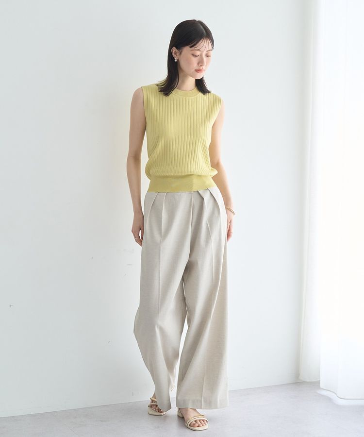YECCA VECCA「<<洗濯機洗い可>>マシンウォッシャブルノースリーブリブニット」|カーディガン|