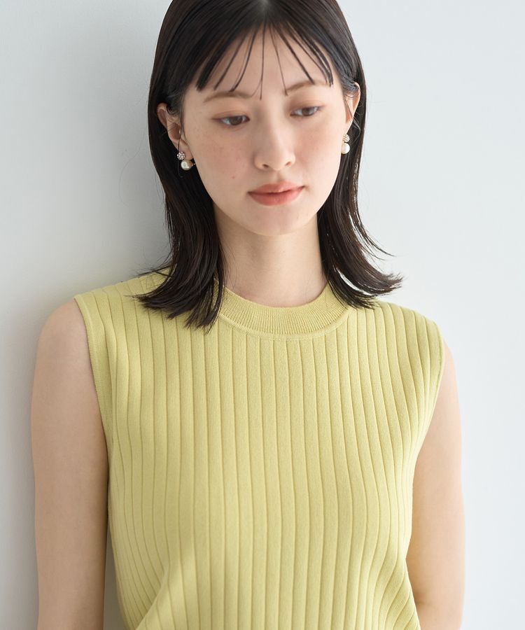 YECCA VECCA「<<洗濯機洗い可>>マシンウォッシャブルノースリーブリブニット」|カーディガン|