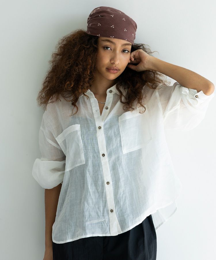 GARAGE OF GOOD CLOTHING「リネンポケット付きクロップドシャツ」|シャツ・ブラウス|