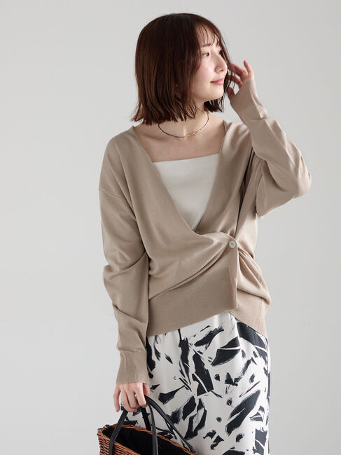 Te chichi「2WAYカシュクールVネックカーディガン《2026 spring catalog item》」|カーディガン|ベージュ