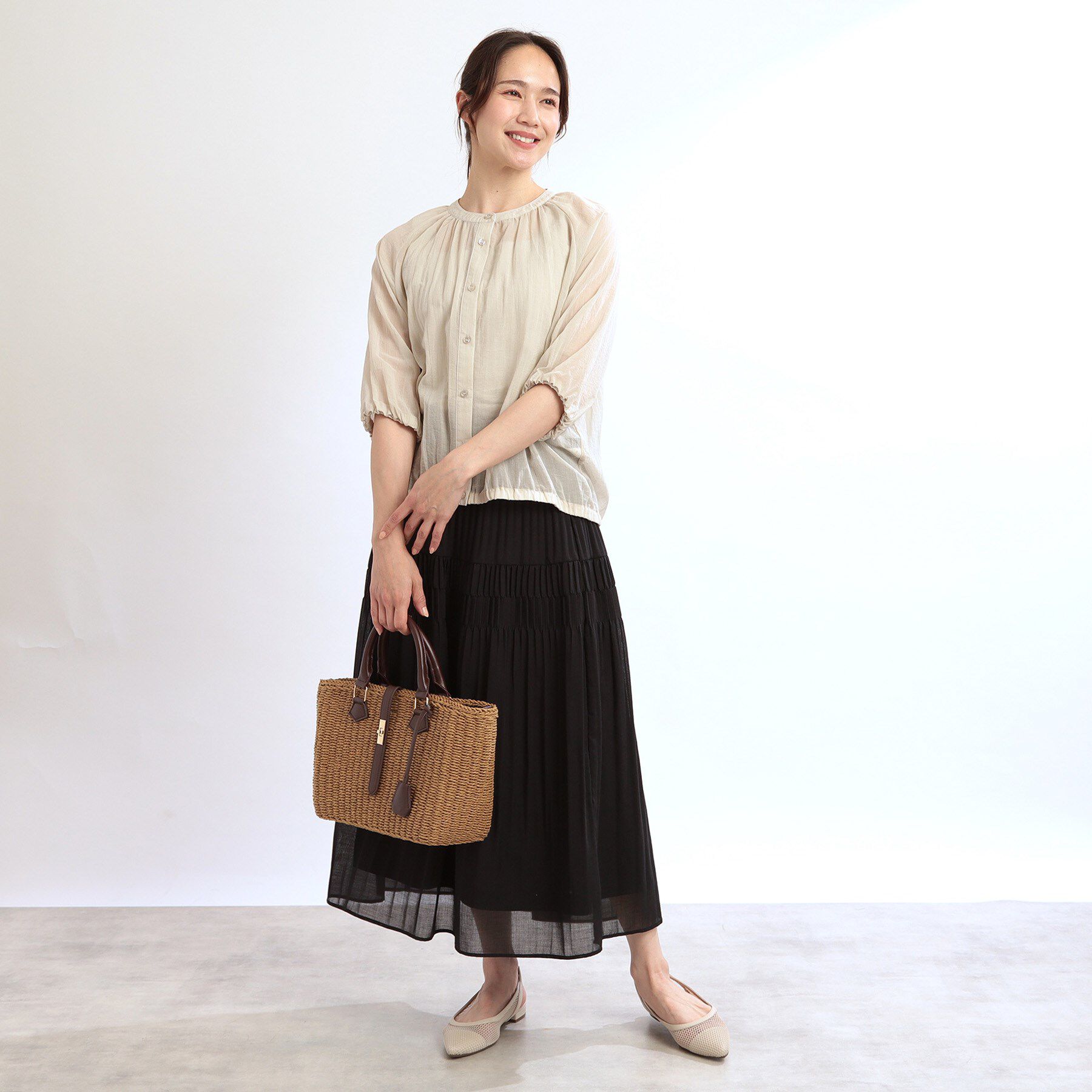 Reflect「【夏SALE／E‐QUALITY／手洗い可／羽織にも◎】シアーブラウス」|シャツ・ブラウス|