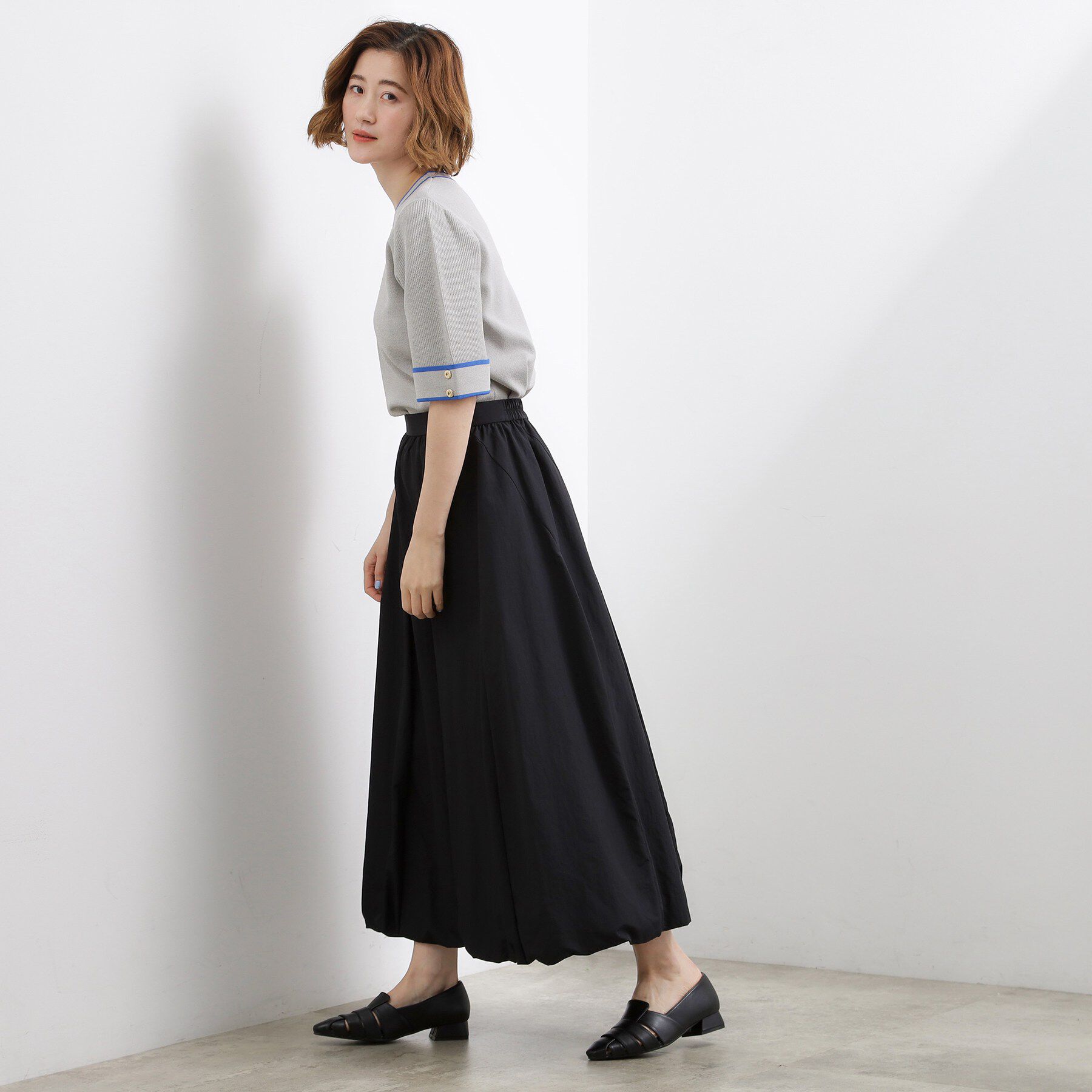 grove「【シリーズ累計36万枚/名品ニット】やわらかドライタッチ 袖メッシュ編みニット」|ニット・セーター|