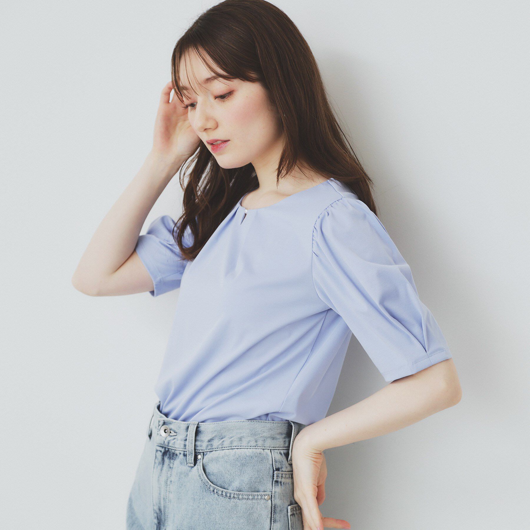 index「フロントパール調タックパフトップス【UV／接触冷感／洗濯機洗い可】」|Tシャツ・カットソー|