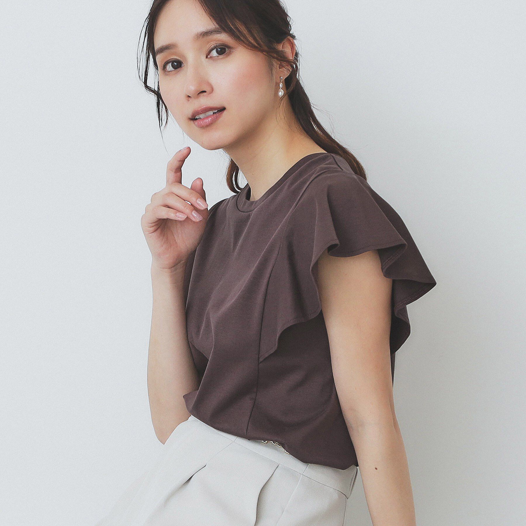 index「《美人百花掲載／XS-3Lサイズ》フレアスリーブバックシャントップス【接触冷感／UVケア／洗濯機洗い」|Tシャツ・カットソー|