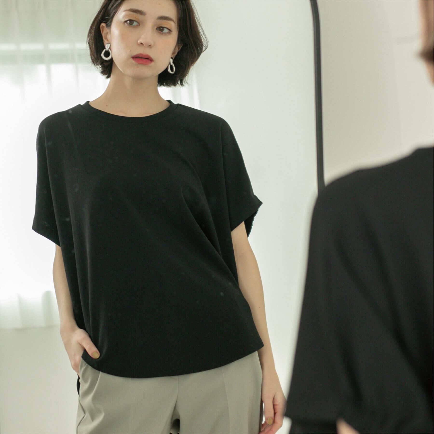 OPAQUE.CLIP「リラクシードルマンスリーブトップス【UV／吸水速乾／洗濯機洗い可】」|Tシャツ・カットソー|