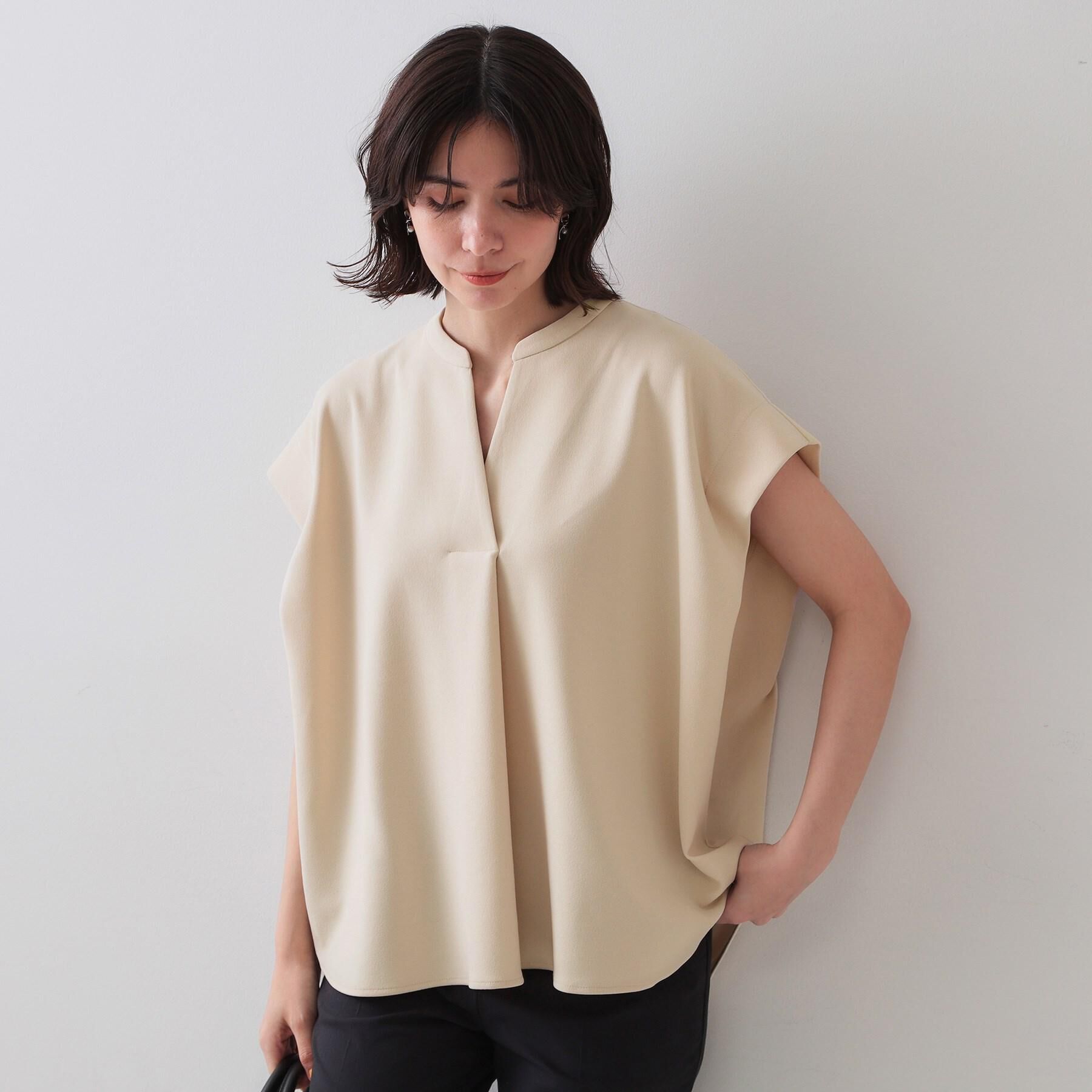 OPAQUE.CLIP「スキッパーフレンチスリーブトップス【UV／吸水速乾／洗濯機洗い可】」|Tシャツ・カットソー|