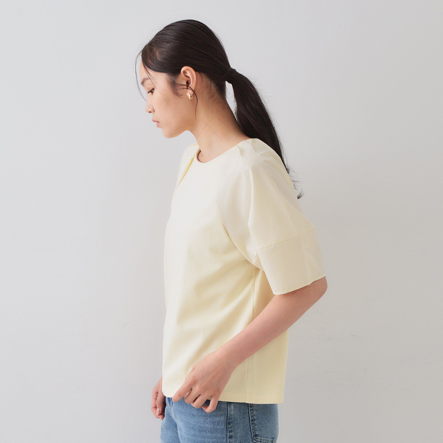 OPAQUE.CLIP「《S-LLサイズ》ランタンスリーブトップス【UV／接触冷感／洗濯機洗い可】」|Tシャツ・カットソー|