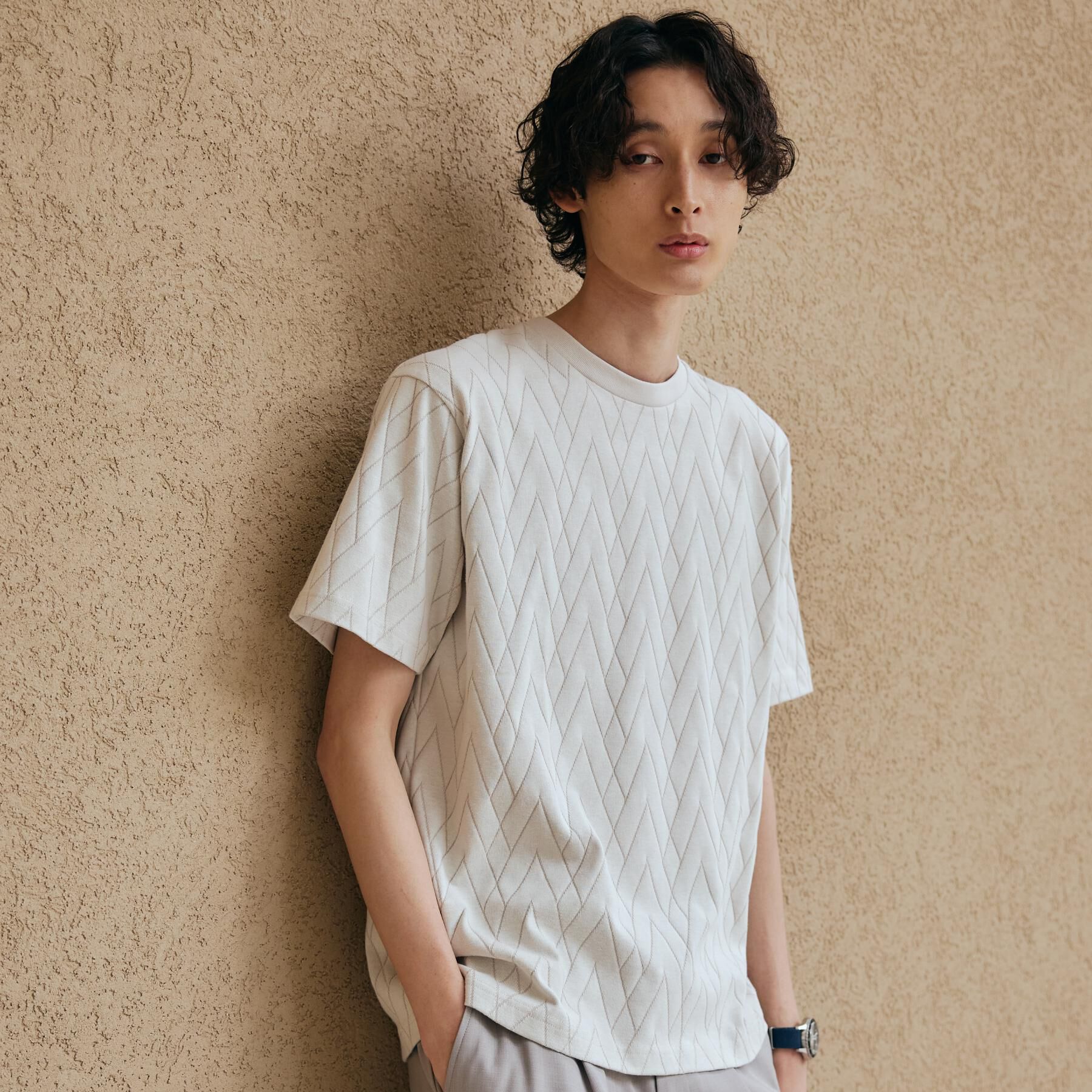 THE SHOP TK「ジオメトリック リンクス柄 半袖Ｔシャツ 洗濯機OK」|Tシャツ・カットソー|