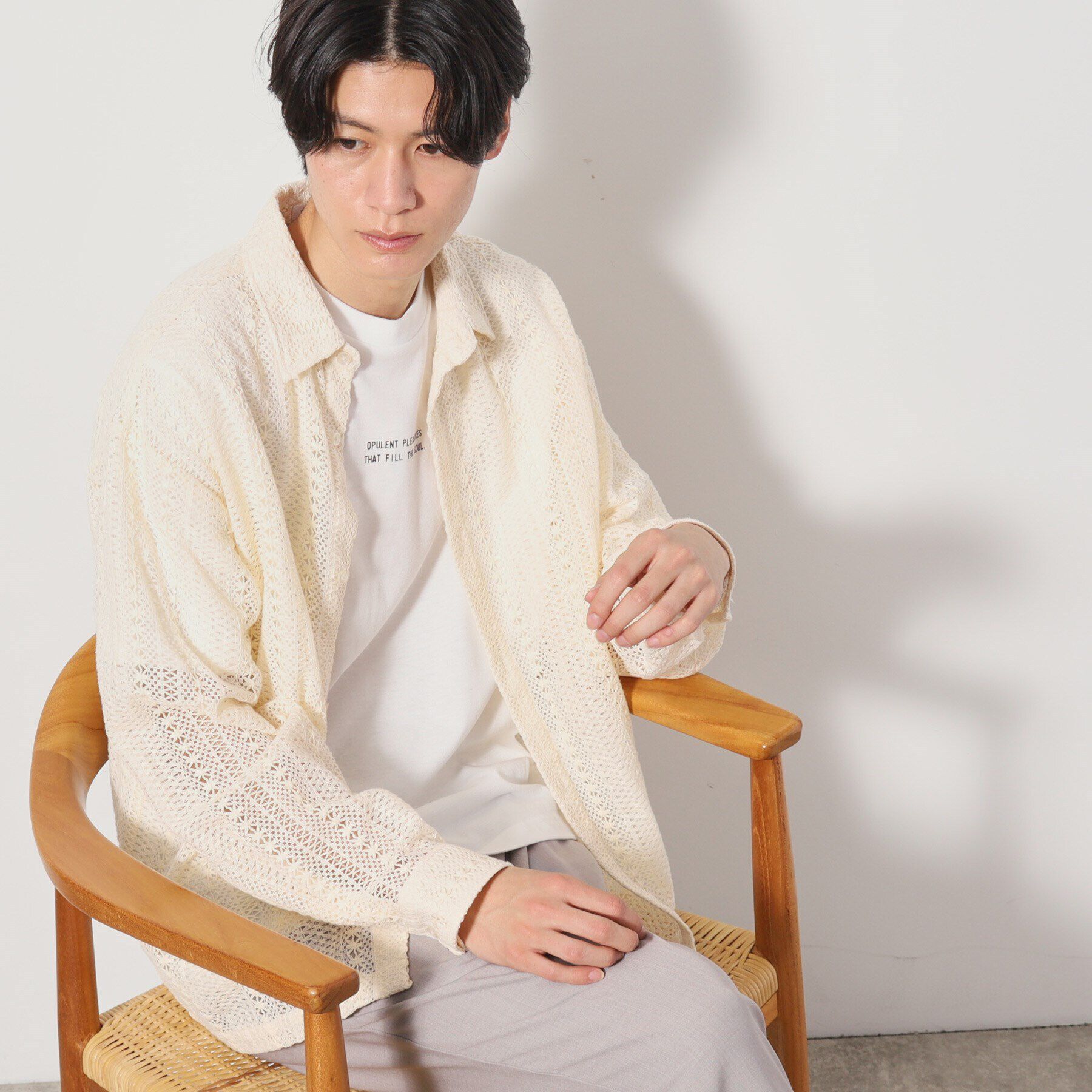 THE SHOP TK「レースシャツ+半袖Tシャツ セットアイテム」|シャツ・ブラウス|