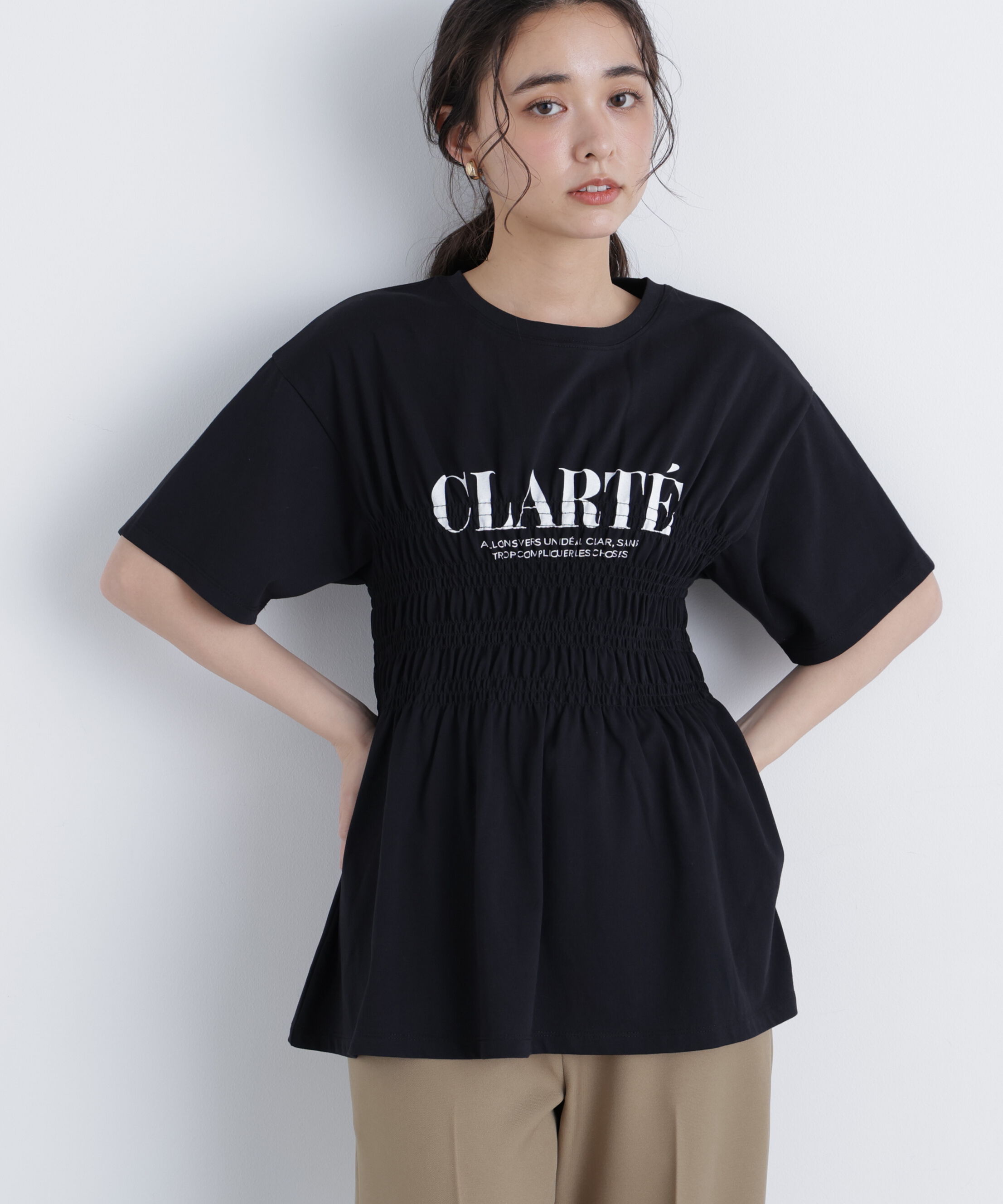  「シャーリングペプラムカットソー」|Tシャツ・カットソー|