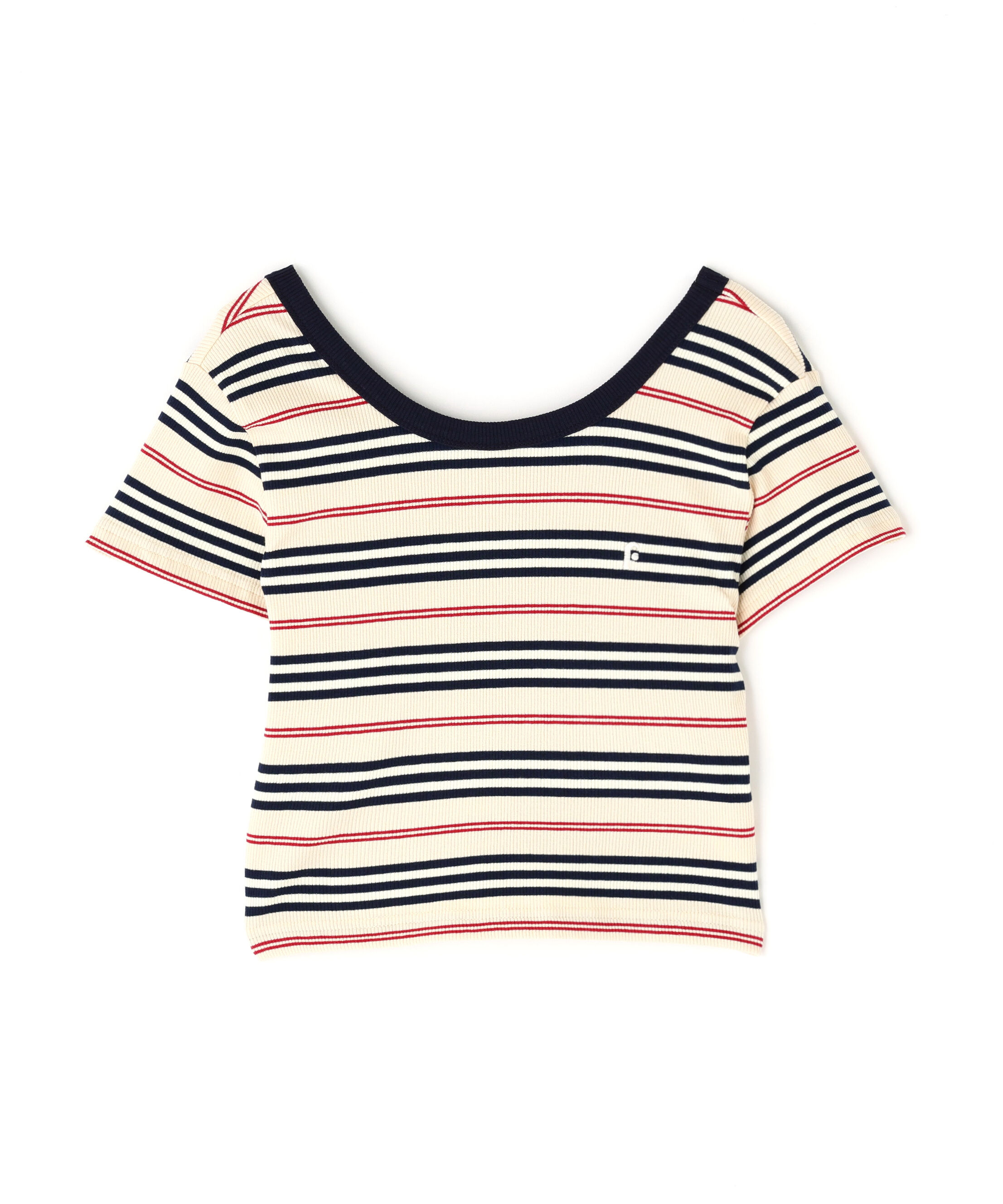  「ワンポイント刺繍マルチボーダーカットソー」|Tシャツ・カットソー|