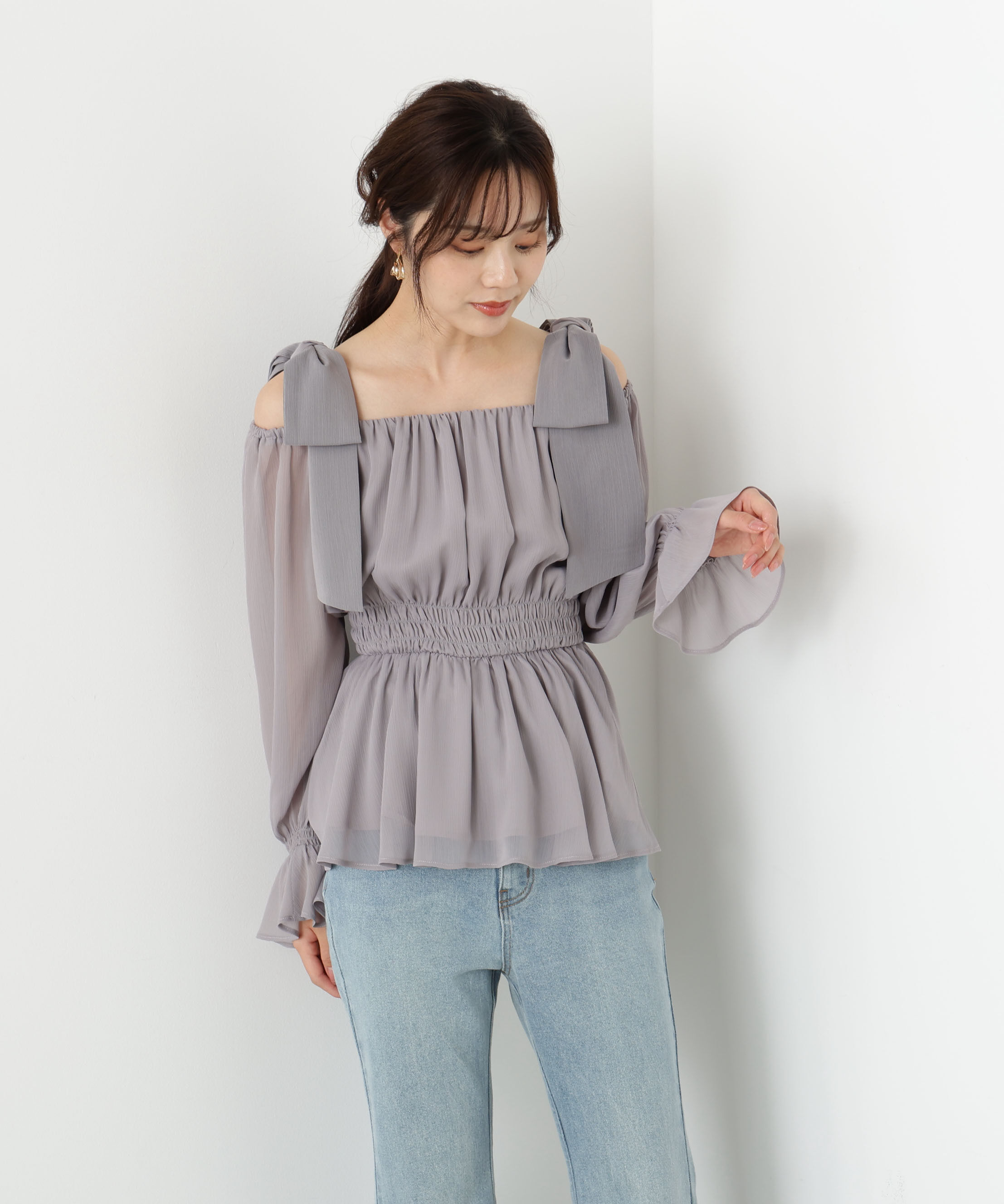 PROPORTION BODY DRESSING「ショルダーリボンシャーリングブラウス　25AW」|シャツ・ブラウス|