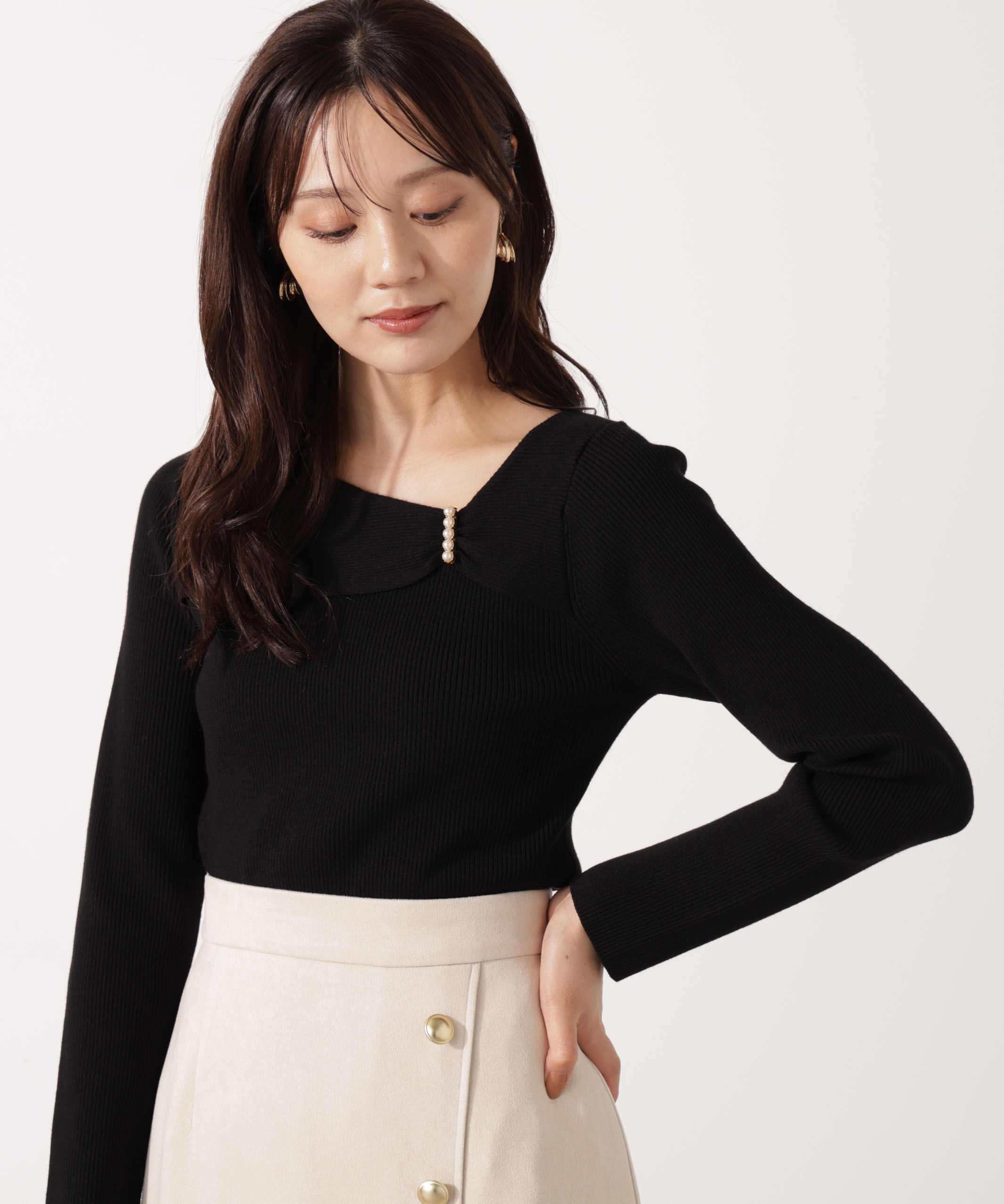 PROPORTION BODY DRESSING「アシメパールデザインニット 25AW」|ニット・セーター|