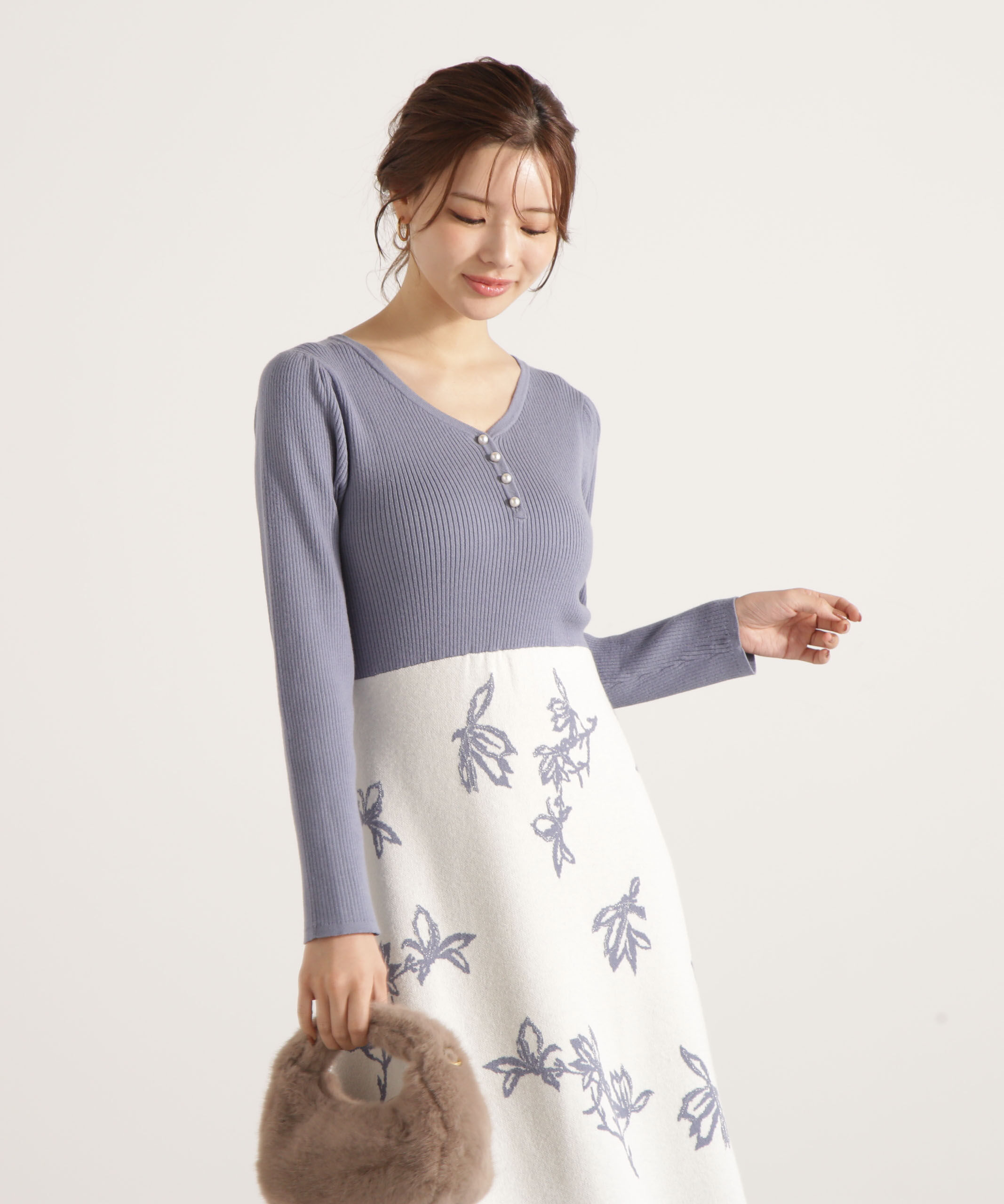 PROPORTION BODY DRESSING「花柄ジャガードニットワンピース 25AW」|ワンピース|