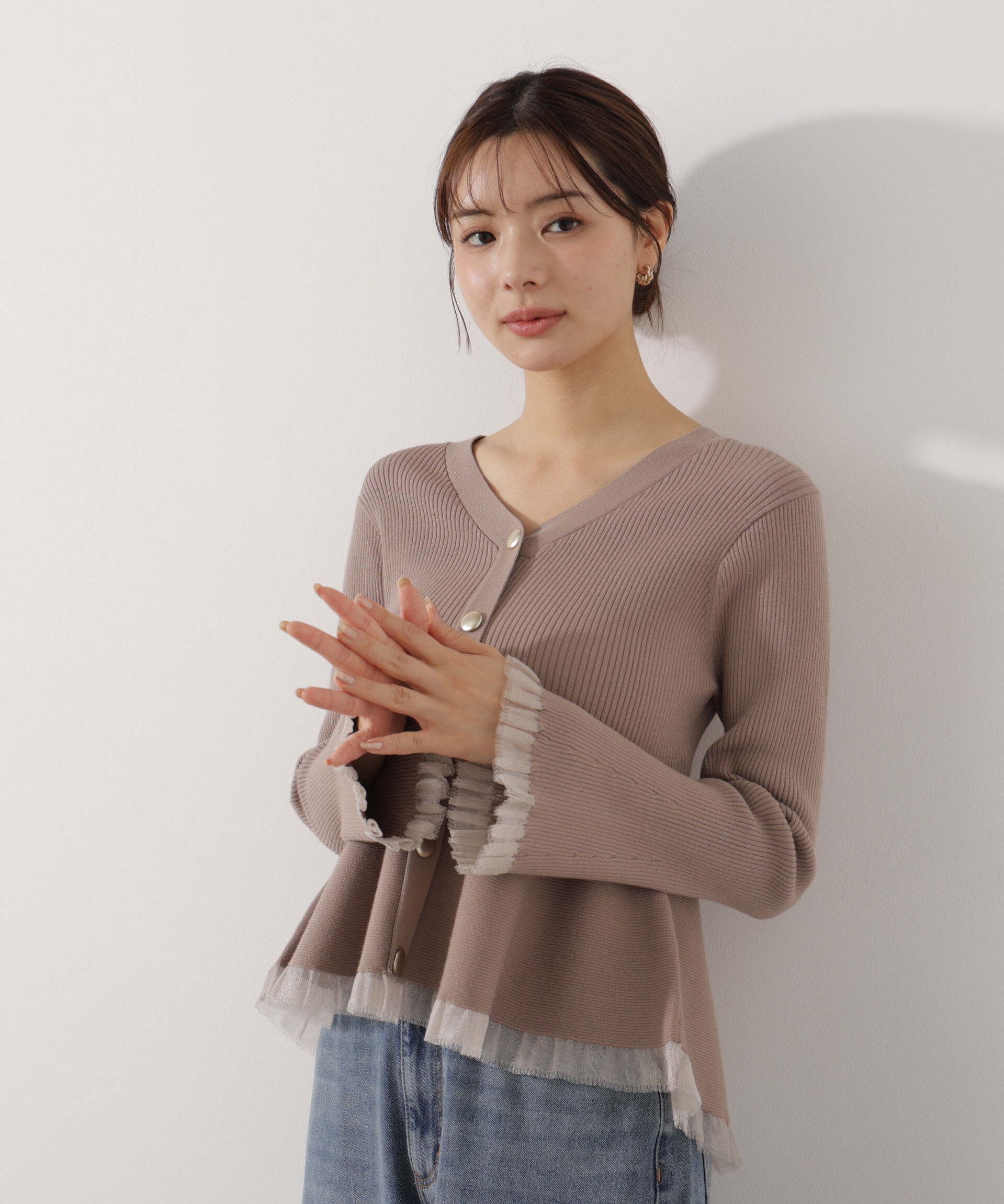 PROPORTION BODY DRESSING「シアー切替ペプラムニット　26SS」|ニット・セーター|