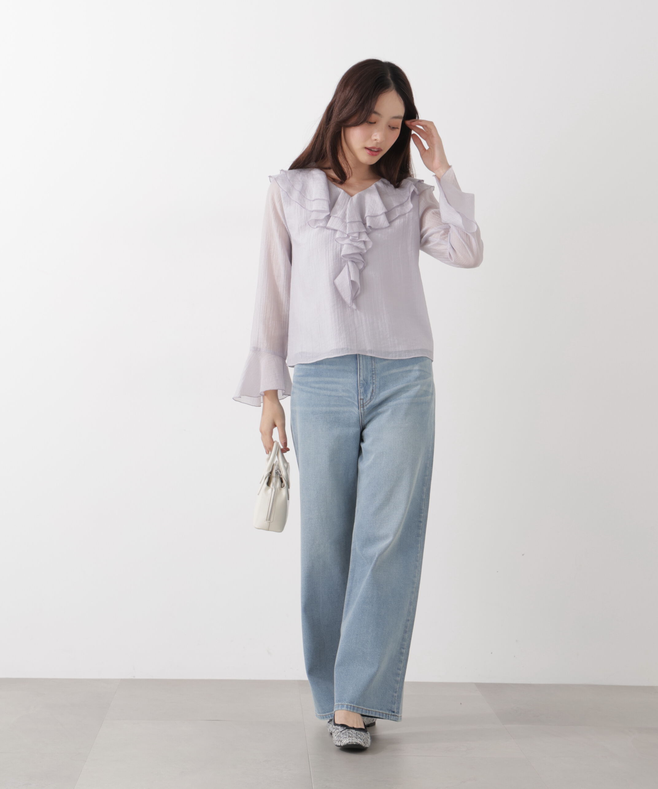 PROPORTION BODY DRESSING「シアー楊柳ラッフルブラウス　26SS」|シャツ・ブラウス|