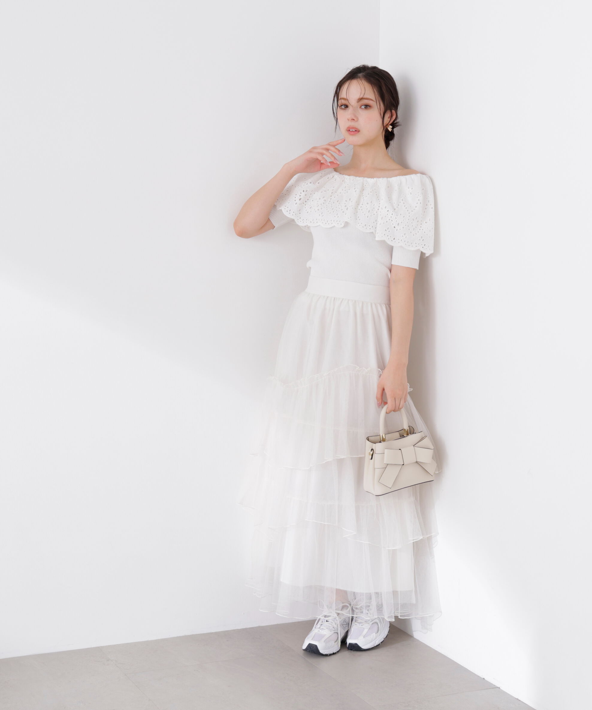 PROPORTION BODY DRESSING「ランダムティアードチュールスカート　26SS」|スカート|エクリュ1