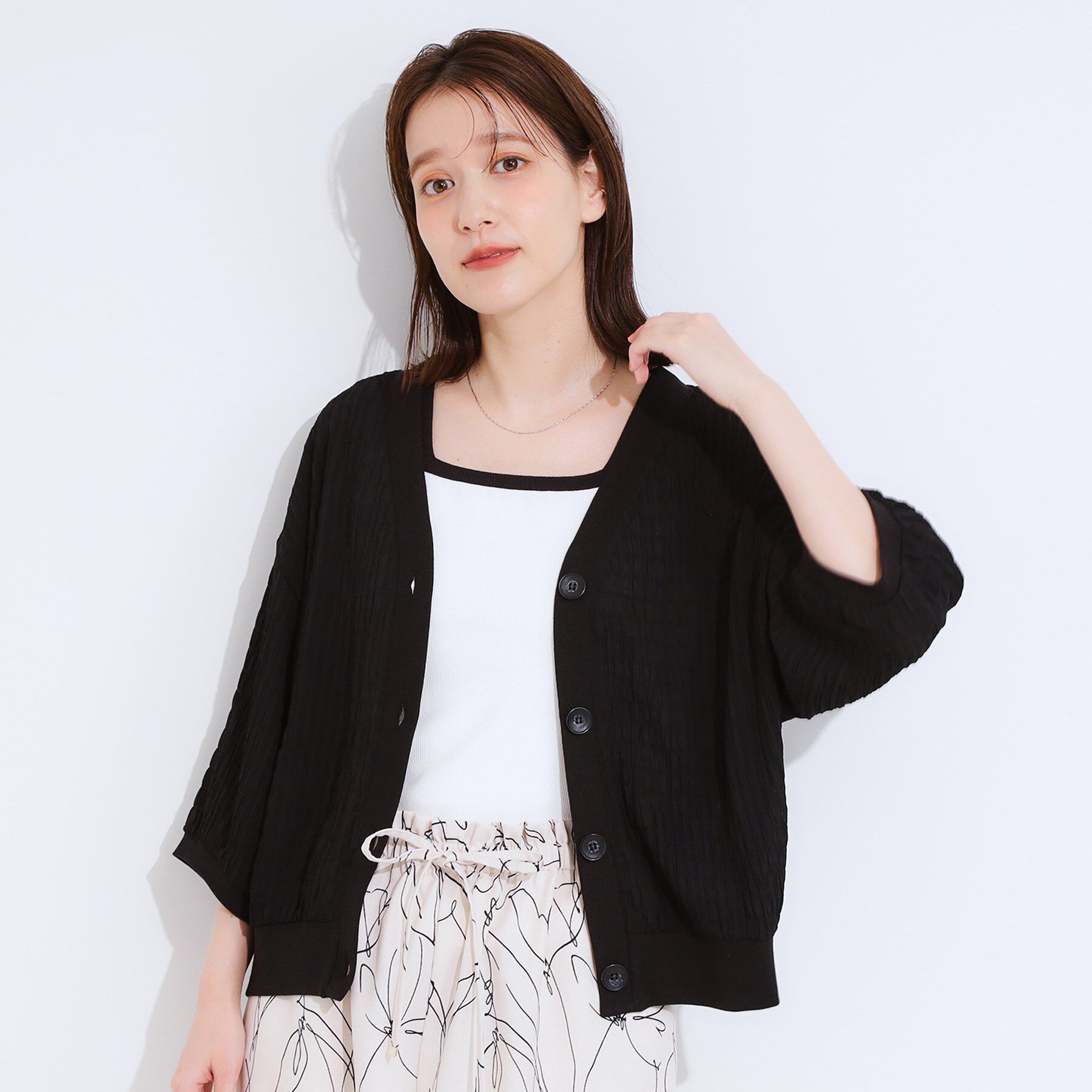 SHOO･LA･RUE「【S-LL】ふわっとしたフォルムが魅力 Vネックカーディガン」|カーディガン|