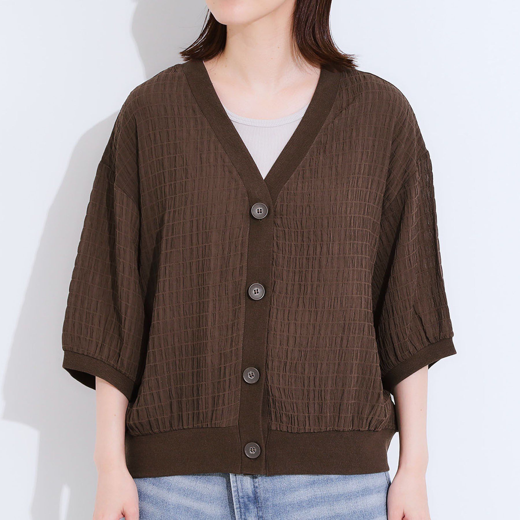 SHOO･LA･RUE「【S-LL】ふわっとしたフォルムが魅力 Vネックカーディガン」|カーディガン|