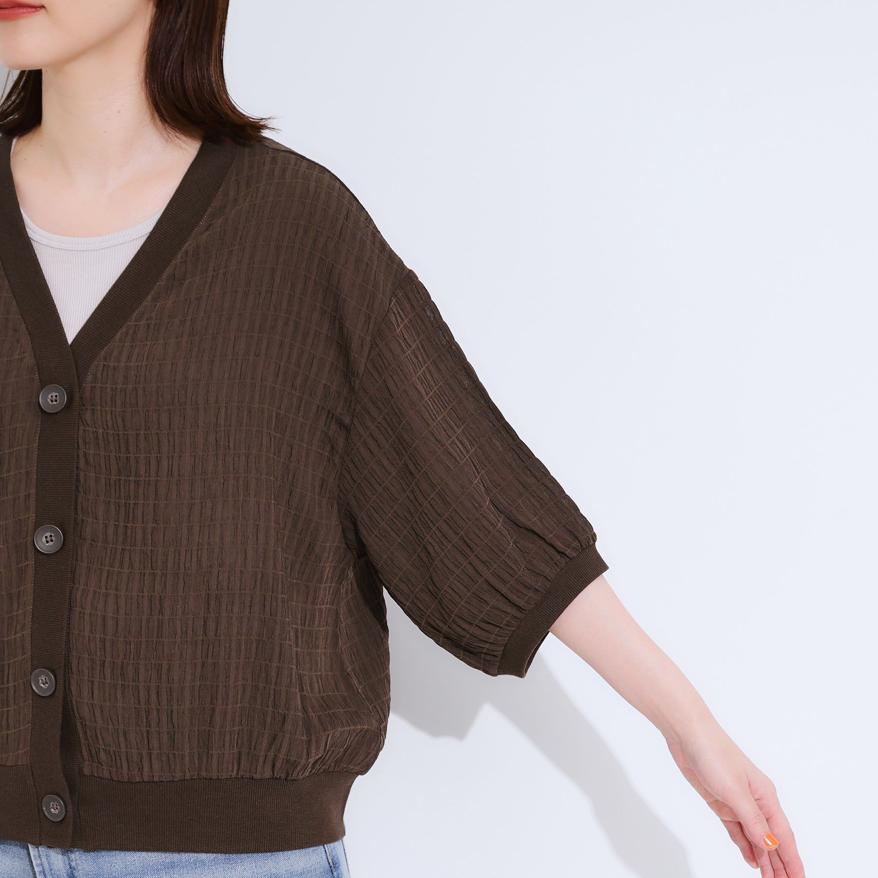 SHOO･LA･RUE「【S-LL】ふわっとしたフォルムが魅力 Vネックカーディガン」|カーディガン|