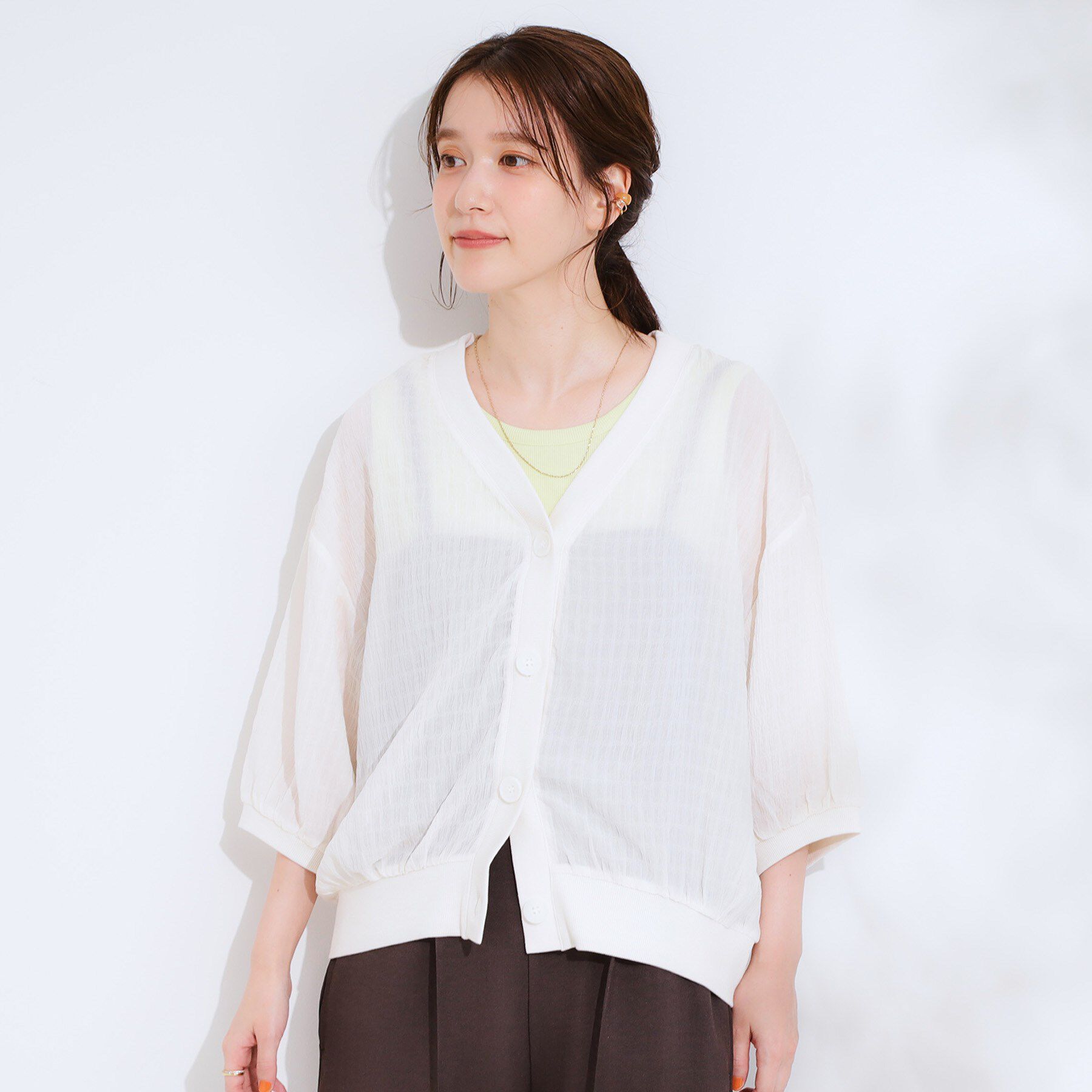 SHOO･LA･RUE「【S-LL】ふわっとしたフォルムが魅力 Vネックカーディガン」|カーディガン|