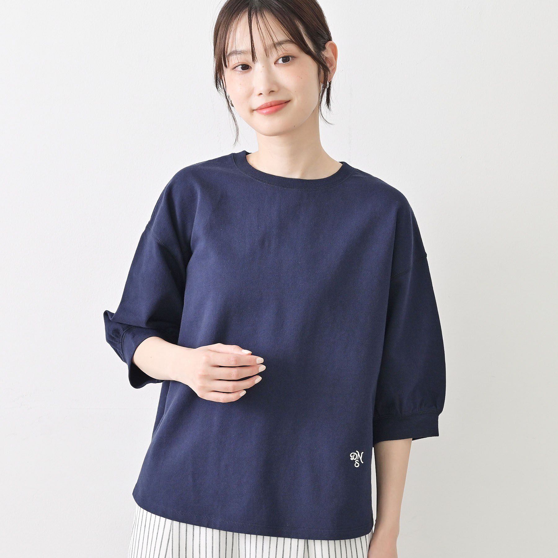 Dessin「【新色追加／360度可愛い】バックヘンリーカットソー5分袖」|Tシャツ・カットソー|