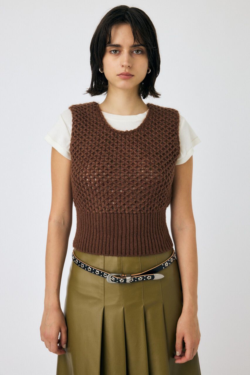 MOUSSY「MESH ニットベスト」|ニット・セーター|