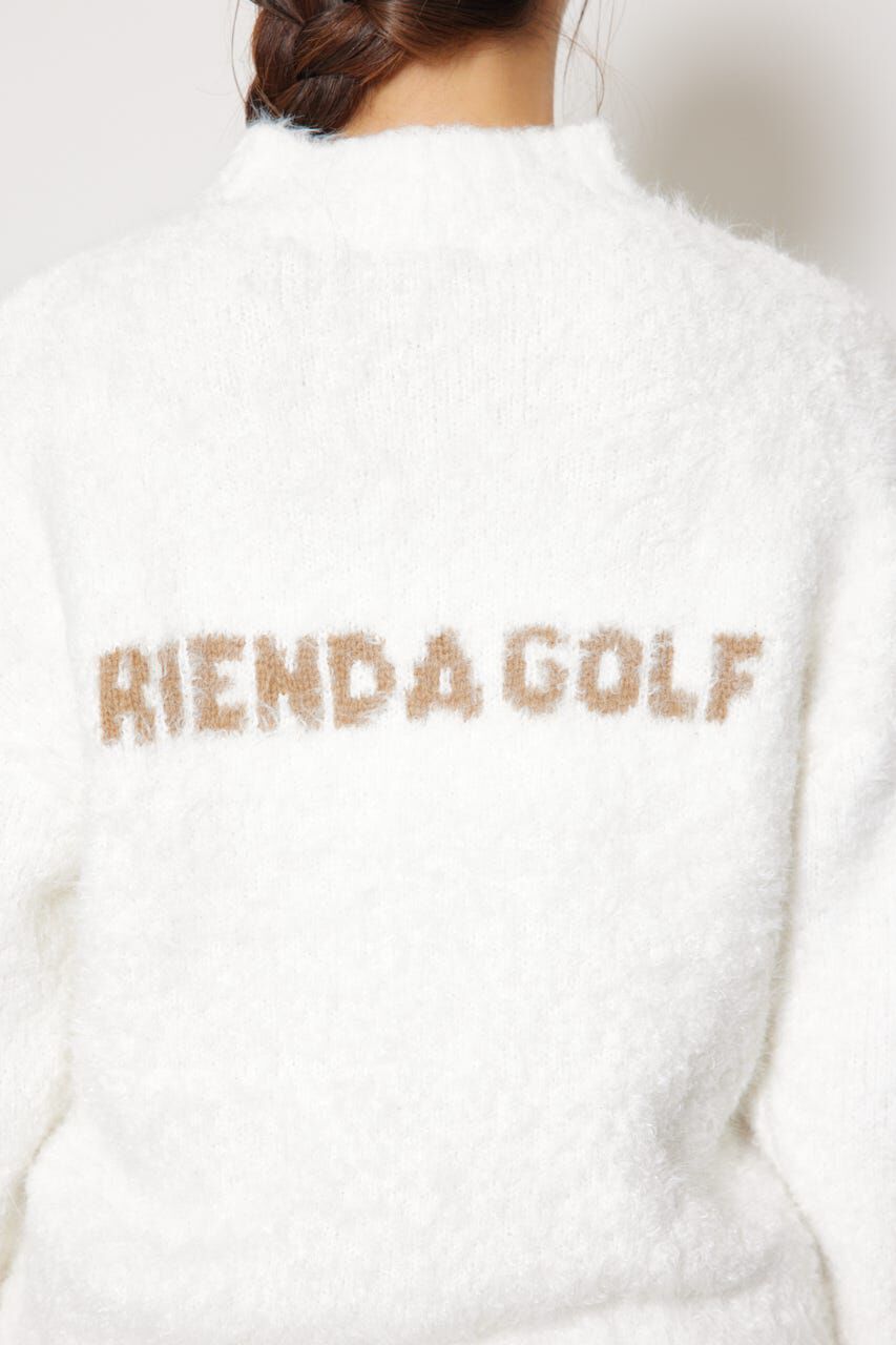 rienda「フェイクレザーロゴシャギーニットトップス」|ニット・セーター|