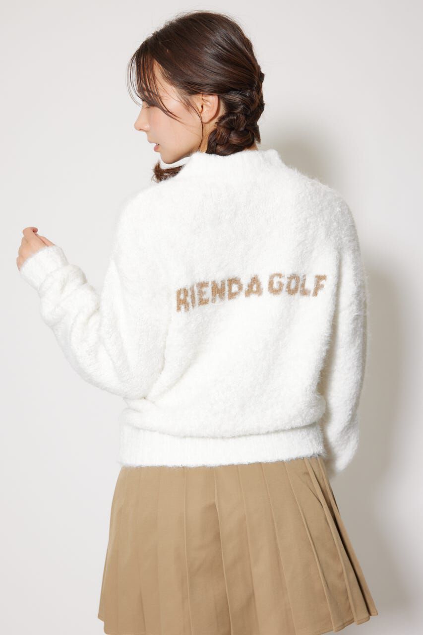 rienda「フェイクレザーロゴシャギーニットトップス」|ニット・セーター|