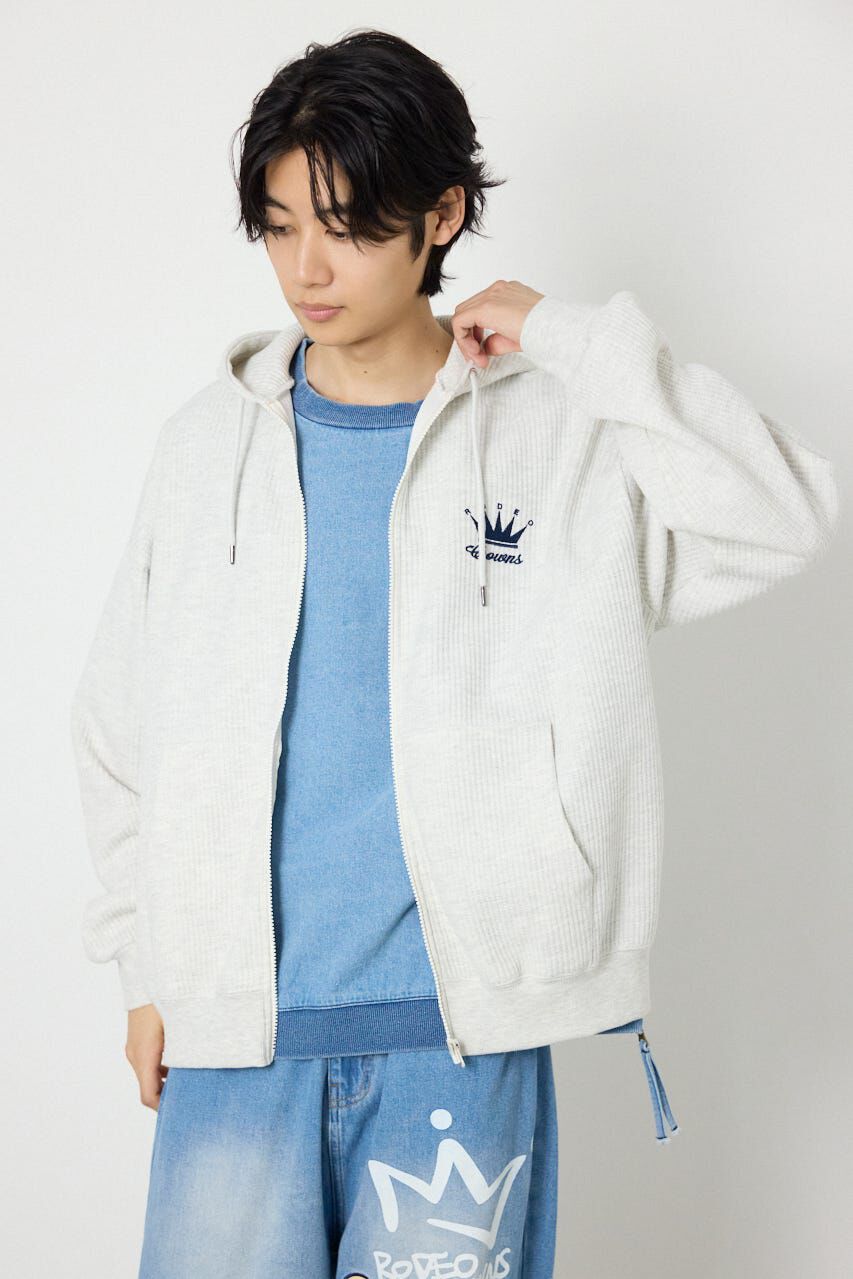 RODEO CROWNS「ボンディングワッフルZIPパーカー」|パーカー|L/T.GRY1