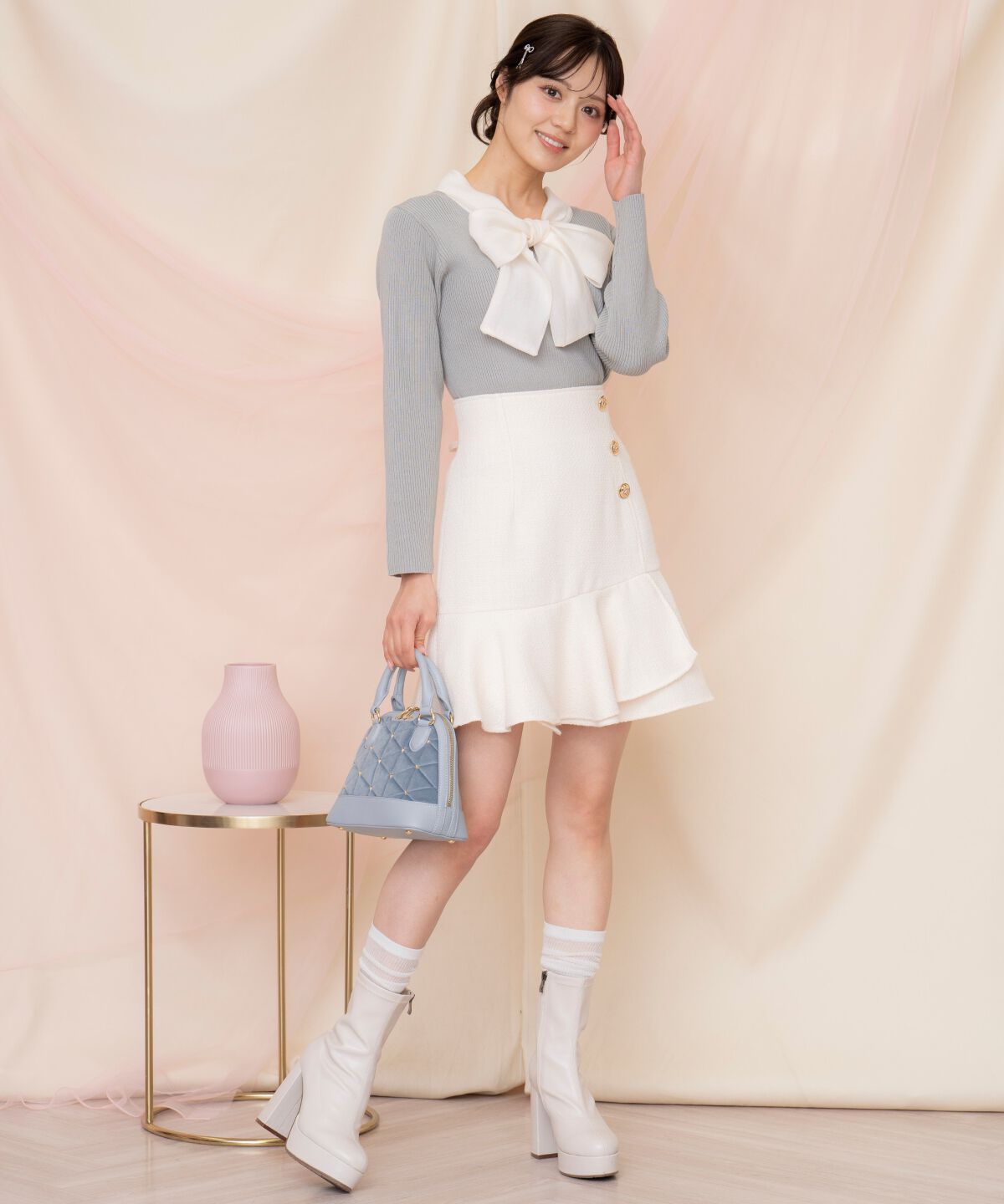WILLSELECTION「アシメヘムツイードミニスカート」|フレア|オフ