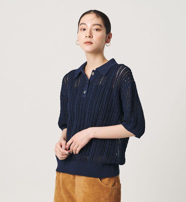 BEAUTY&YOUTH UNITED ARROWS「コットンメッシュ ケーブル ポロシャツ」|ニット・セーター|