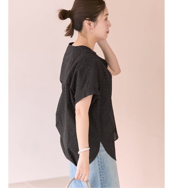 JOURNAL STANDARD「カットワークレースノーカラーブラウス」|シャツ・ブラウス|